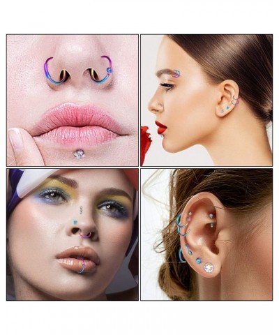 32Pcs C-Shaped Nose Ring L-Shaped Nose Studs Bone Tragus Cartilage Hoop Rings Piercings 20g for Men Women Bone Stud & C-Shape...