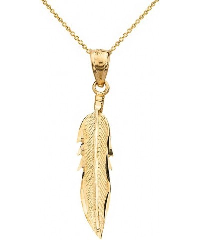 Bohemia Leaf Feather Pendant Necklace 18" Chain + 10k Yellow-Gold $24.37 Necklaces