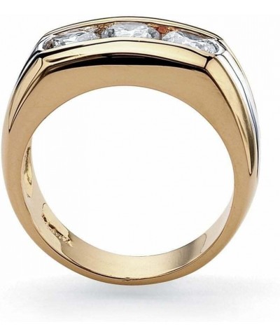 2.80 Ct Round Cut Simulated Diamond Three Stone Ring 14k Two Tone Gold Plated Halo Engagement Solitaire Ring For Women. $31.5...