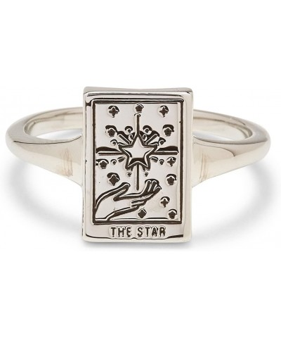 Ring Silver Star Tarot Card Handmade Ring - Stackable Ring Jewelry, Brass Base with Rhodium Plating - Silver Rings for Women,...