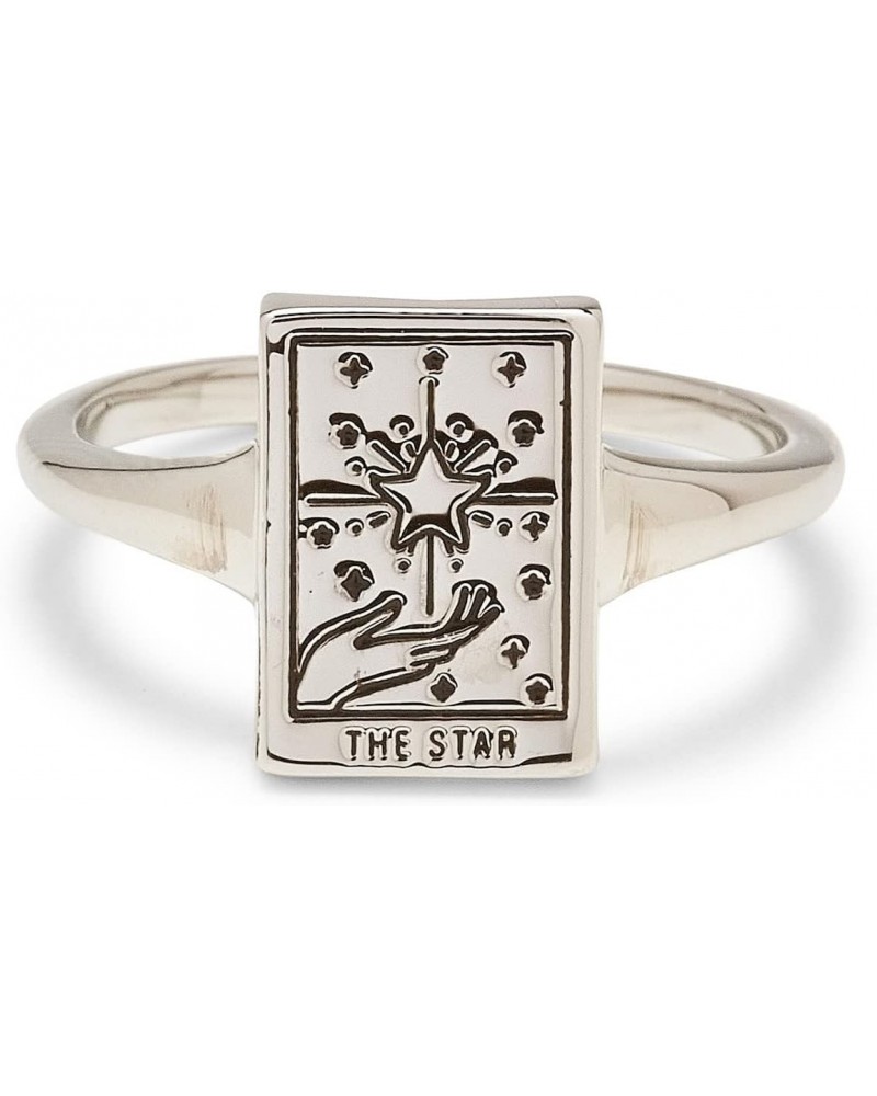 Ring Silver Star Tarot Card Handmade Ring - Stackable Ring Jewelry, Brass Base with Rhodium Plating - Silver Rings for Women,...