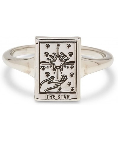 Ring Silver Star Tarot Card Handmade Ring - Stackable Ring Jewelry, Brass Base with Rhodium Plating - Silver Rings for Women,...