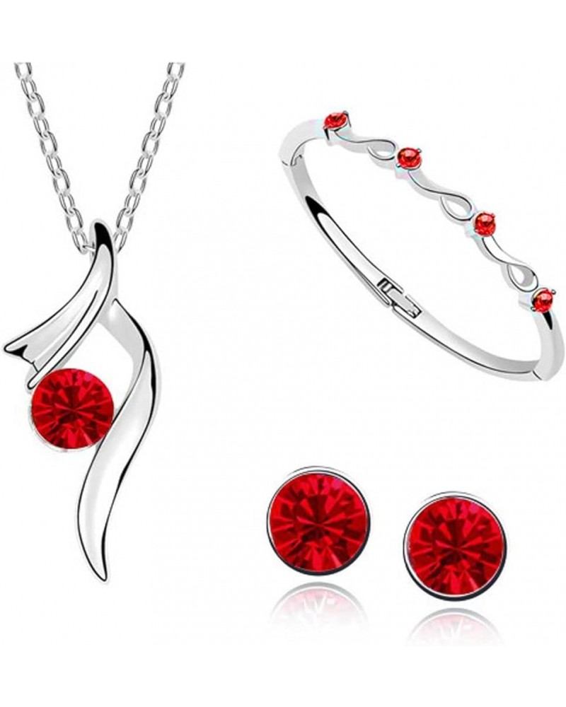 Fashion Simple Necklace Earrings Bracelet Set Jewelry Crystal Pendant for Women Wedding Party Gift Red $8.18 Jewelry Sets