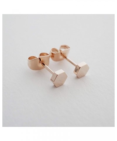 Tiny Hexagon Honeycomb Stud Earrings in Gold, Rose Gold, or Silver | Minimalist Delicate Jewelry Rose Gold $9.45 Earrings