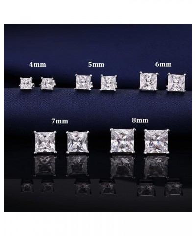 18K White Gold Plated Stud Earrings 925 Sterling Silver Stud Earrings for Women/Men, Stud Earring with 5A+ Cubic Zirconia Hyp...