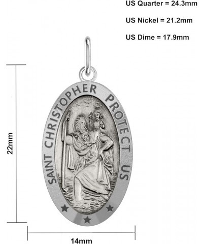 Ladies 22mm 925 Sterling Silver St Christopher Oval Antique Pendant Necklace, 22in to 24in 20in 2.3mm Rope Chain $23.00 Neckl...