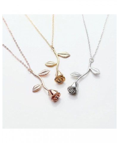 Rose Pendant Necklace in Gold Rose Gold Silver Mother's Day Roses Jewelry Gift for Mom 3D Pendant Rose Gold $13.75 Necklaces