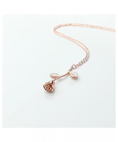 Rose Pendant Necklace in Gold Rose Gold Silver Mother's Day Roses Jewelry Gift for Mom 3D Pendant Rose Gold $13.75 Necklaces