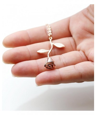 Rose Pendant Necklace in Gold Rose Gold Silver Mother's Day Roses Jewelry Gift for Mom 3D Pendant Rose Gold $13.75 Necklaces