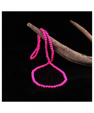 8MM Natural Wood Bead Necklace Africa Wooden Chain Statement Unisex Chunky Strand Necklaces Hip Hop Jewelry pink $6.88 Necklaces