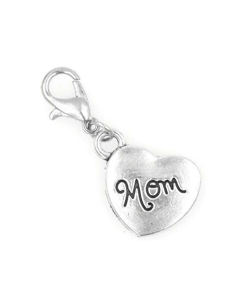 Heart Mom Clip on Charm Perfect for Necklaces and Bracelets 95N $8.69 Bracelets