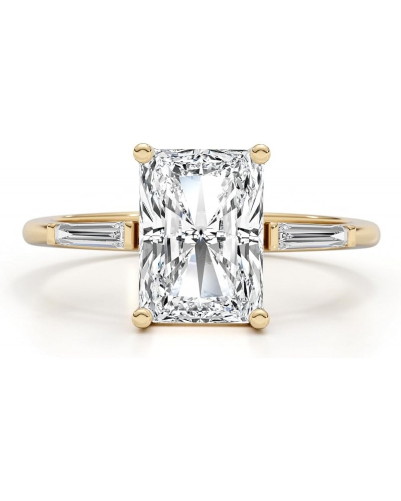 14K White/Yellow/Rose Gold Lab Grown Diamond 3.2 TCW (3ct Center, VS1 Clarity, F Color) Engagement Ring IGI Certified RADIANT...