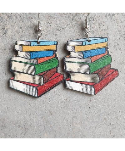 Antique Stacking Books Dangle Earrings, Lovely Vintage Books Earrings for Librarian Teacher Preppy Students Novelty Teachers ...