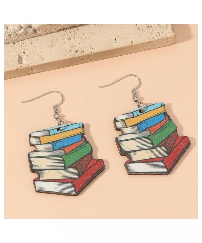 Antique Stacking Books Dangle Earrings, Lovely Vintage Books Earrings for Librarian Teacher Preppy Students Novelty Teachers ...