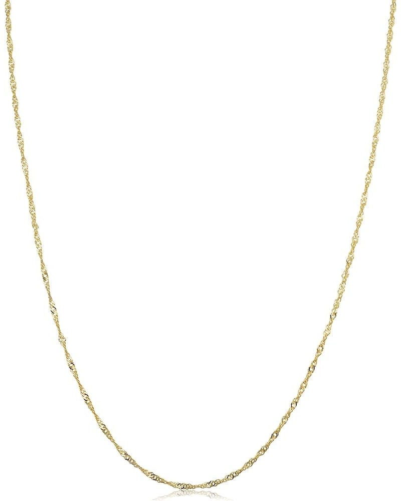 10k Yellow Gold Singapore Chain Necklace For Women (0.7mm, 1mm, 1.4mm, 1.7mm - sizes from 14 to 30 inch long) 24 inch 1 mm wi...