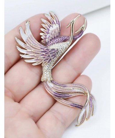 Flying Two Headed Gradient Phoenix Bird Brooch Pins Crystal Enamel Peacock Lapel Pins Broach Corsage Breastpin Jewelry Purple...