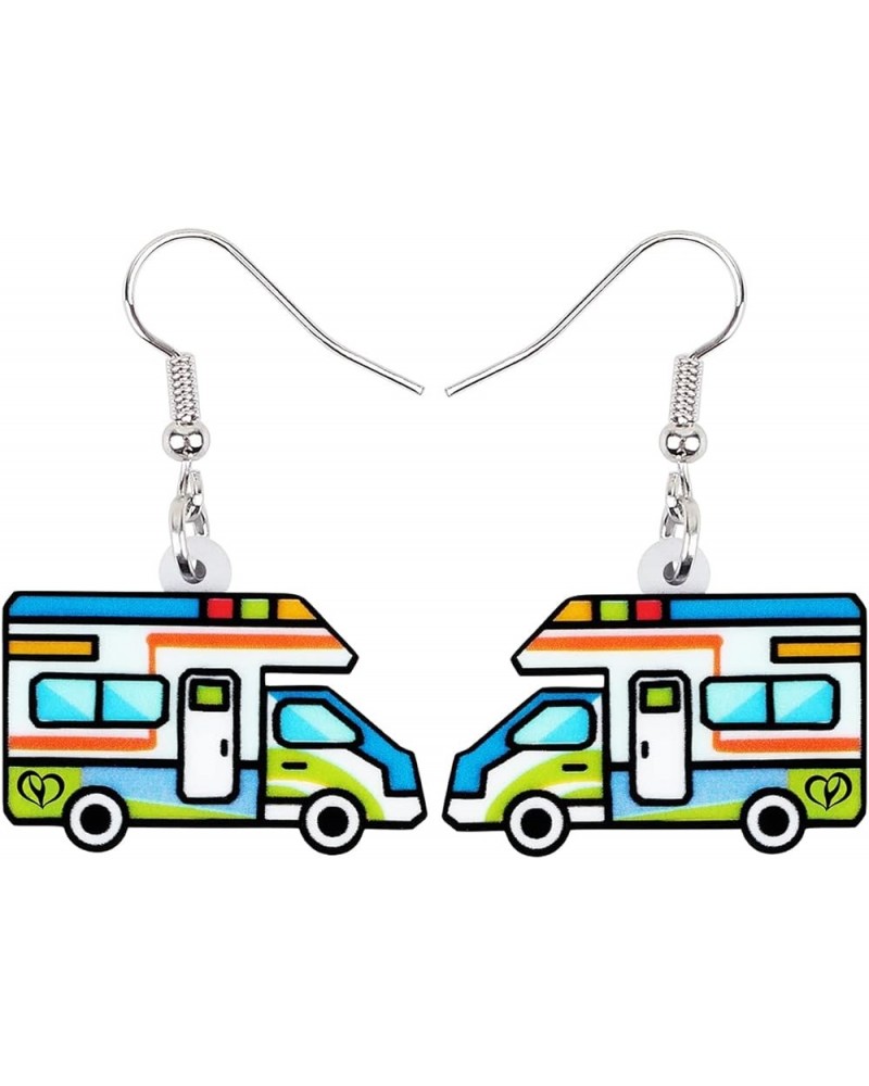 Acrylic Drop Dangle Cartoon Funny Camper Van's Camping Car Earrings Jewelry For Women Girls Kids Blueness $6.47 Earrings