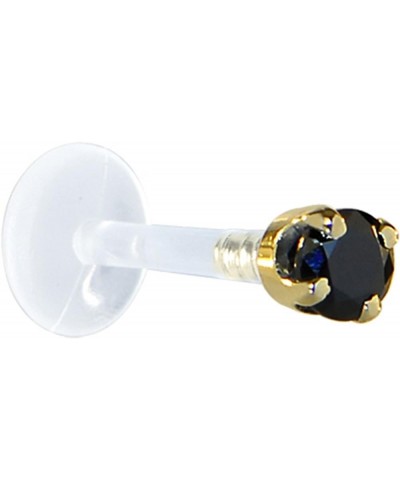 Solid 14k Yellow Gold 3mm Black Cubic Zirconia Bioplast Tragus Earring Stud 16 Gauge 1/4 $16.76 Body Jewelry