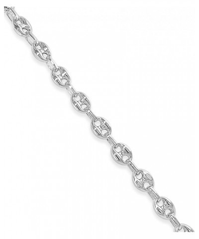 Silver Puffed Mariner Link Chain Necklace, 925 Sterling Silver, Reflective Surface, Hypoallergenic, Comfortable, Unisex Style...