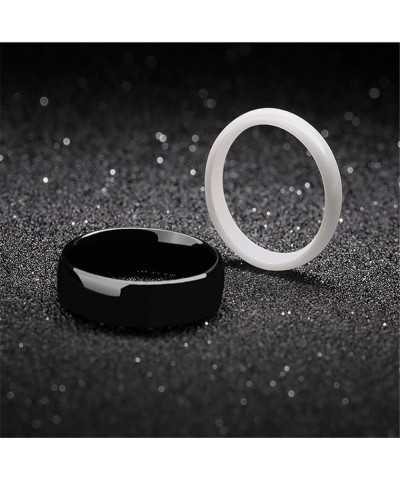 Women's Ceramic Jewelry High Polished Classic Design Engagement Wedding Band Ring Black-6MM $8.11 Rings