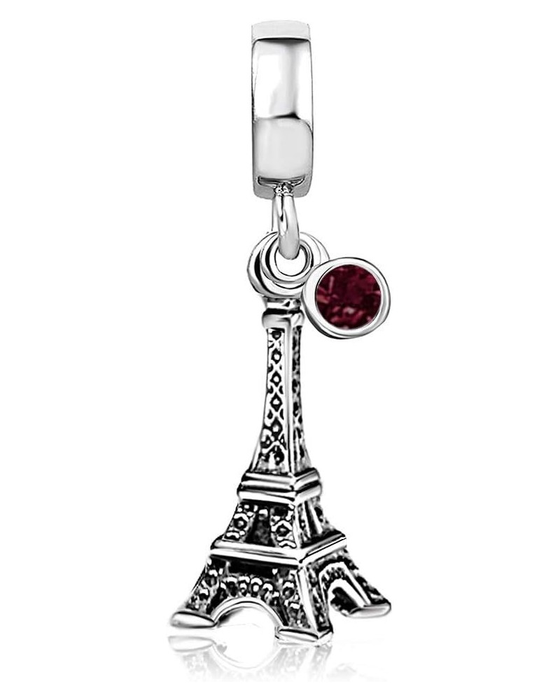 Eiffel Tower Birthday Birthstone Jan-Dec Month Paris Dangle Womens Bead Charms for Bracelets Mothers Christmas Day JAN $7.69 ...