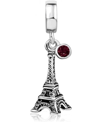 Eiffel Tower Birthday Birthstone Jan-Dec Month Paris Dangle Womens Bead Charms for Bracelets Mothers Christmas Day JAN $7.69 ...