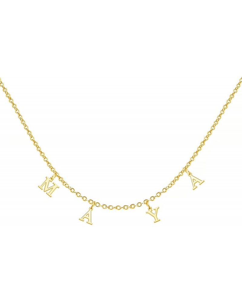 Uppercase Letter Charm Name Necklace Personlized Initial Alphabet Pendant Jewelry with 14K Gold Plated for Women Choker Maya ...