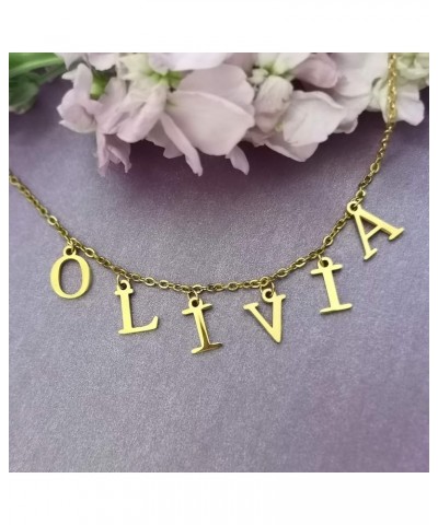 Uppercase Letter Charm Name Necklace Personlized Initial Alphabet Pendant Jewelry with 14K Gold Plated for Women Choker Maya ...