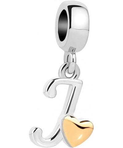 Letter J Initial Alphabet Heart Charm for Pandora Bracelets Gold Dangle Beads Mom Grandma Sister Daughter Friend Gift $8.24 B...