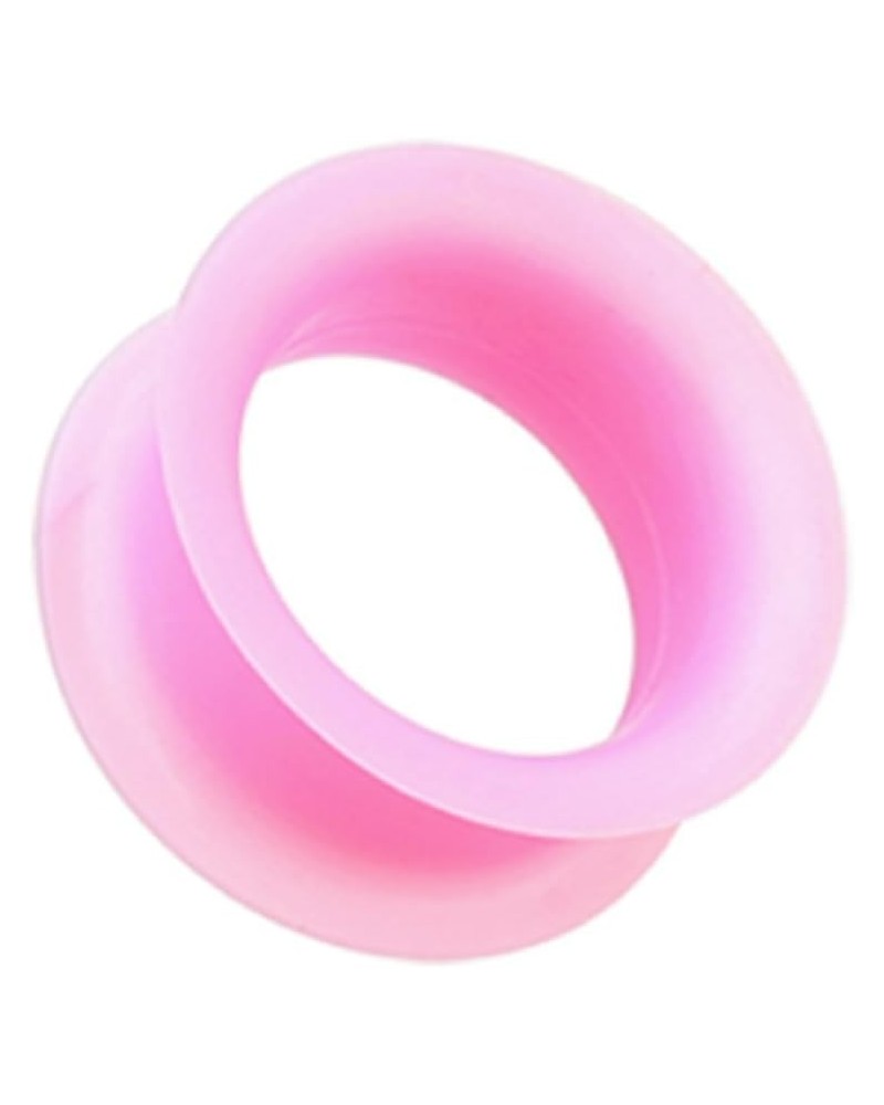 Ultra Thin Flexible Silicone Ear Skin Double Flared Ear Gauge Tunnel Plug (Sold by Pair) 8 GA, Pink $8.69 Body Jewelry