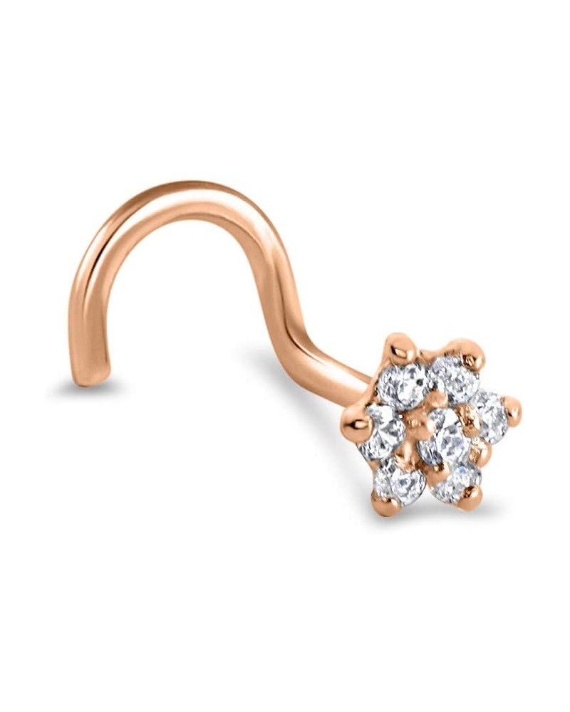 14k Rose Gold Nose Stud Ring 4.5mm Christina Flower Cluster 22G 20G 18G Nose Bone-20G $21.07 Body Jewelry