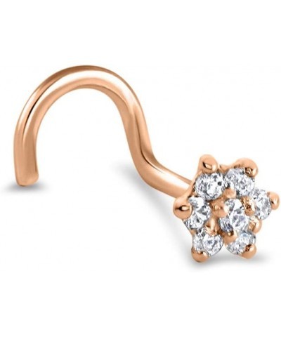 14k Rose Gold Nose Stud Ring 4.5mm Christina Flower Cluster 22G 20G 18G Nose Bone-20G $21.07 Body Jewelry