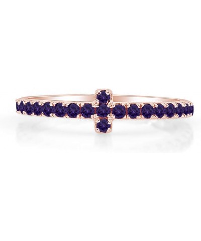 14K Rose Gold Over Sterling Silver Half Eternity Cross Design Wedding Band Ring Alexandrite $30.24 Bracelets