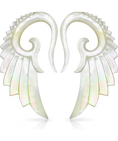 Hand Carved Mother of Pearl Angelic Wing Hanging Taper Plugs, Sold as a Pair 4mm (6GA) $13.32 Body Jewelry