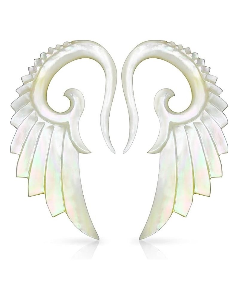 Hand Carved Mother of Pearl Angelic Wing Hanging Taper Plugs, Sold as a Pair 4mm (6GA) $13.32 Body Jewelry