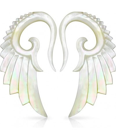 Hand Carved Mother of Pearl Angelic Wing Hanging Taper Plugs, Sold as a Pair 4mm (6GA) $13.32 Body Jewelry