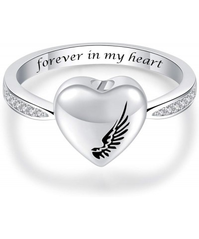 Silver Ashes Urn Ring Memorial Jewelry Rose Flower/Wing/Paw S925 Sterling Ring Holder Engraved Forever Always in My Heart Fun...