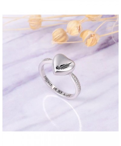 Silver Ashes Urn Ring Memorial Jewelry Rose Flower/Wing/Paw S925 Sterling Ring Holder Engraved Forever Always in My Heart Fun...