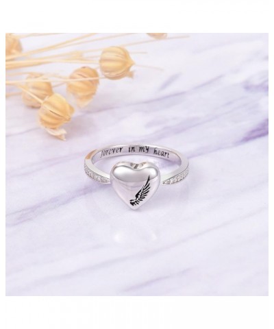 Silver Ashes Urn Ring Memorial Jewelry Rose Flower/Wing/Paw S925 Sterling Ring Holder Engraved Forever Always in My Heart Fun...