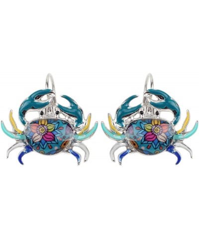 Unique Enamel Cute Crab Earrings French Clip Crab Earrings Jewelry Charms Gifts for Women Teens Girls Blue $6.62 Earrings