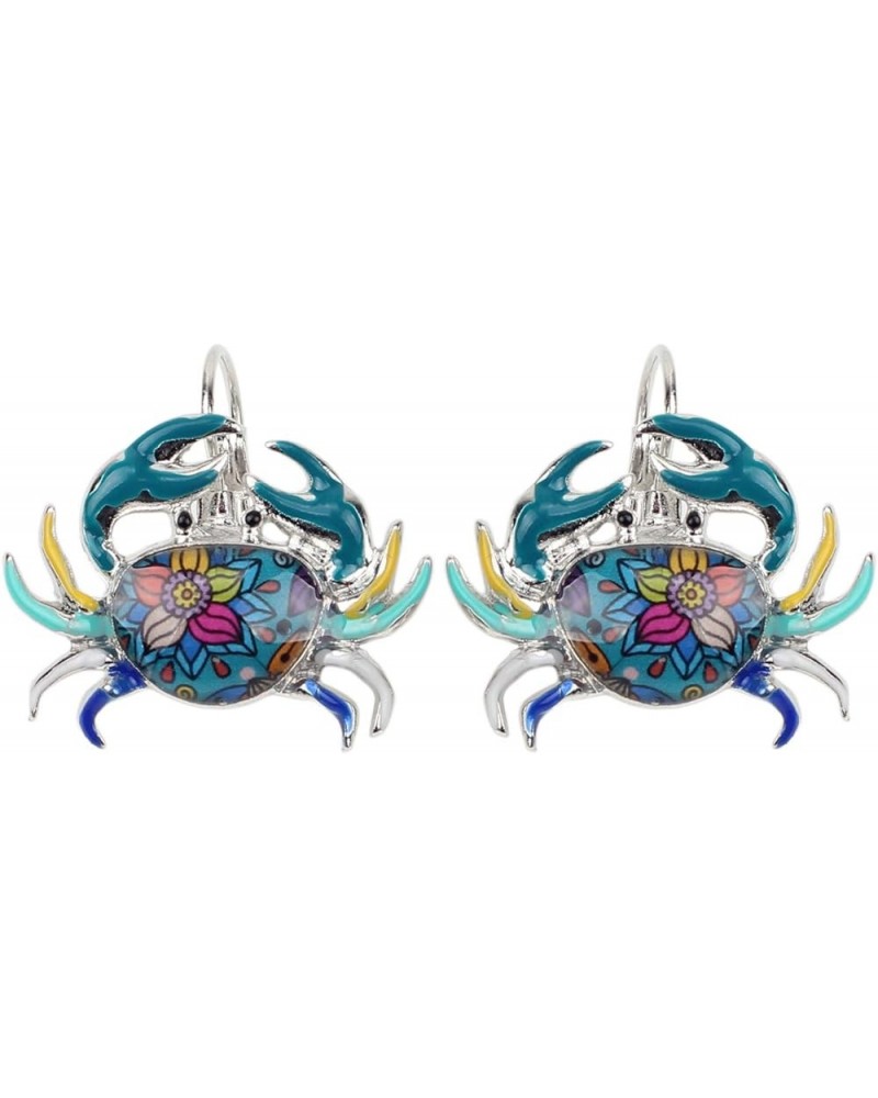 Unique Enamel Cute Crab Earrings French Clip Crab Earrings Jewelry Charms Gifts for Women Teens Girls Blue $6.62 Earrings