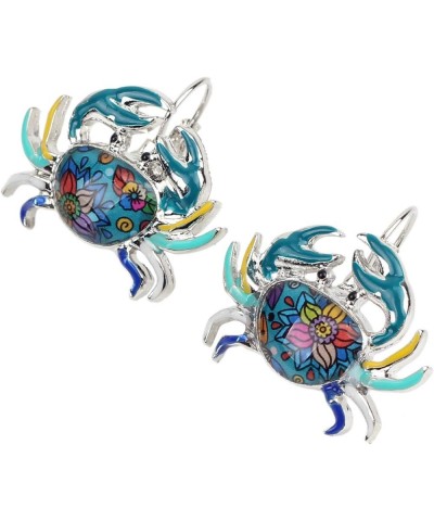 Unique Enamel Cute Crab Earrings French Clip Crab Earrings Jewelry Charms Gifts for Women Teens Girls Blue $6.62 Earrings