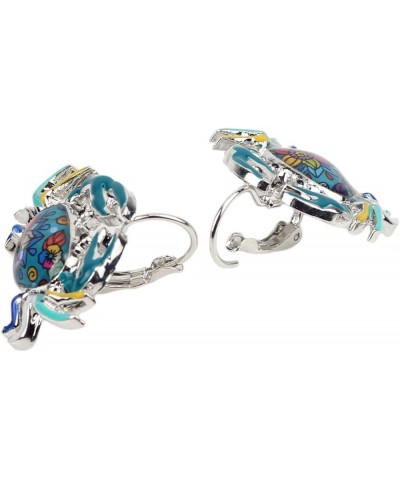 Unique Enamel Cute Crab Earrings French Clip Crab Earrings Jewelry Charms Gifts for Women Teens Girls Blue $6.62 Earrings