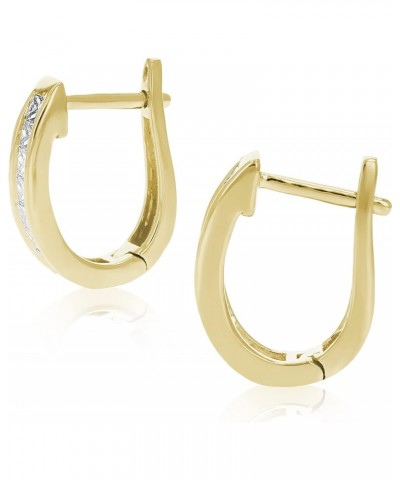 1 cttw Princess Cut Diamond Hoop Earrings 14K Yellow Gold Channel Set 1/2 Inch $402.00 Earrings