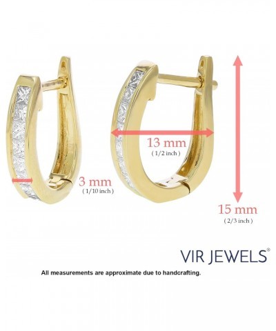 1 cttw Princess Cut Diamond Hoop Earrings 14K Yellow Gold Channel Set 1/2 Inch $402.00 Earrings