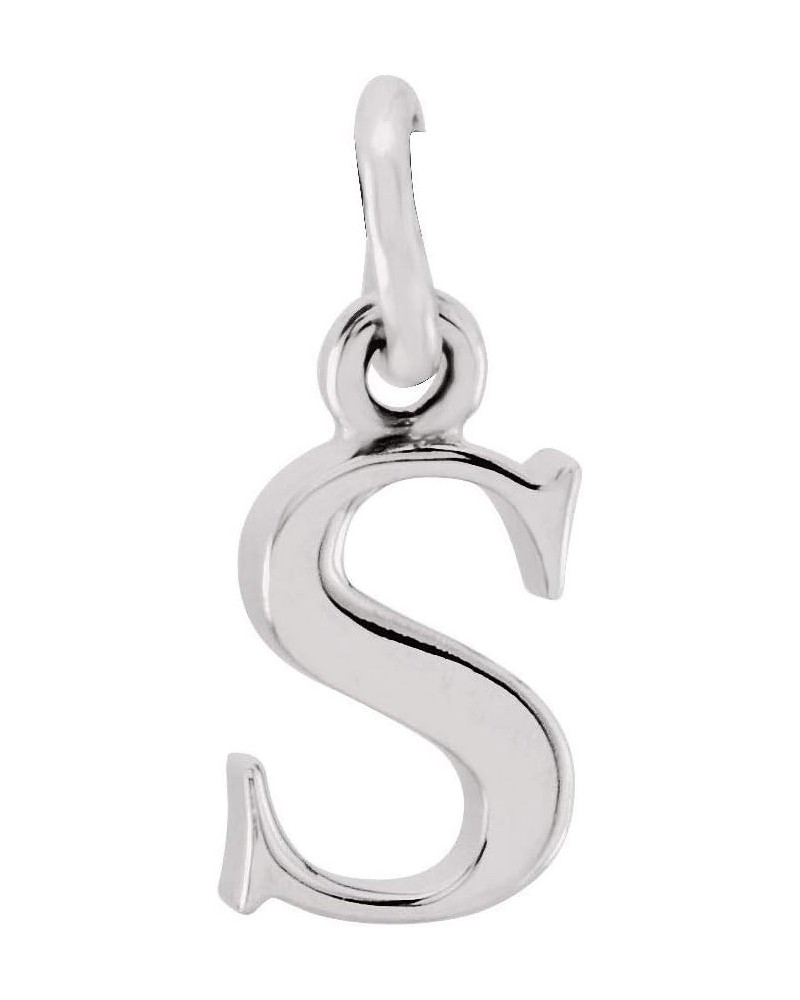 Lowercase Alphabet Initial Letter S Charm Pendant Small (13mm x 3.9mm) 14k White Gold $35.20 Pendants