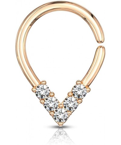 16-18g 7mm Plated Brass Bendable Pear Shaped Septum and Helix Hoop Lined w/5 CZ Gemstones 18g - Rose Gold Plated $7.64 Body J...