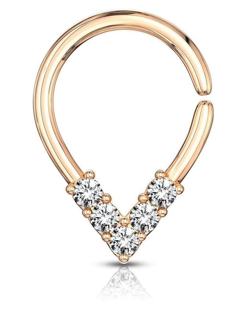 16-18g 7mm Plated Brass Bendable Pear Shaped Septum and Helix Hoop Lined w/5 CZ Gemstones 18g - Rose Gold Plated $7.64 Body J...