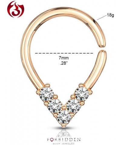 16-18g 7mm Plated Brass Bendable Pear Shaped Septum and Helix Hoop Lined w/5 CZ Gemstones 18g - Rose Gold Plated $7.64 Body J...