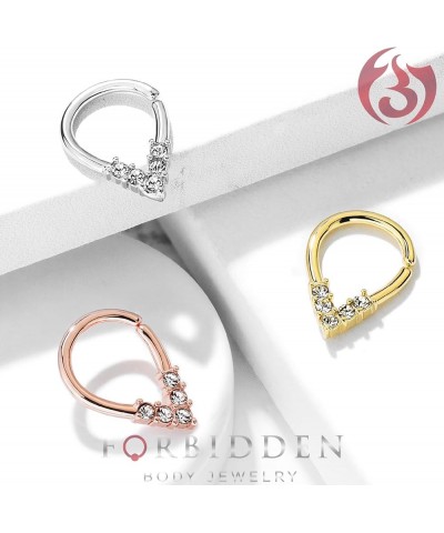 16-18g 7mm Plated Brass Bendable Pear Shaped Septum and Helix Hoop Lined w/5 CZ Gemstones 18g - Rose Gold Plated $7.64 Body J...